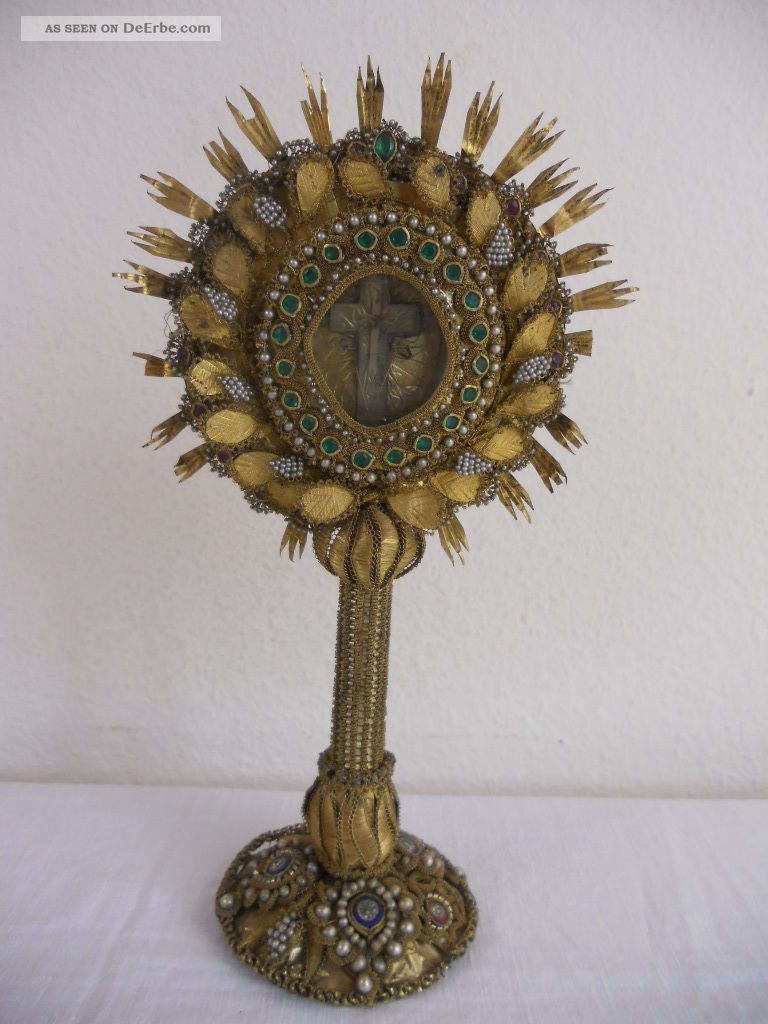 Sehr Alte Klosterarbeit,  Monstranz,  Reliquiar,  Kreuzpartikel,  Venedig,  Rarität Klosterarbeiten Bild