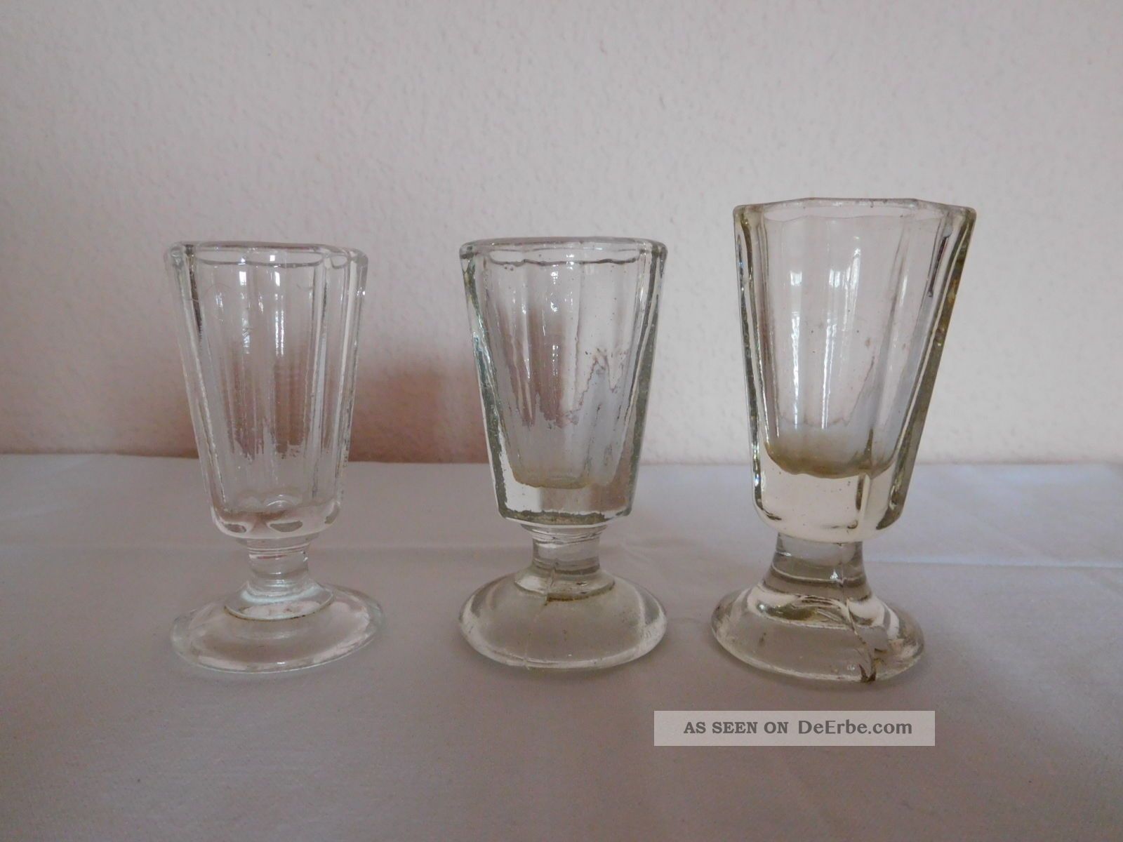 3 Antik Pressgläser - Schnapsglas - Stamper - Unterschiedlich Groß - Gründerzeit Ca 1880 Sammlerglas Bild