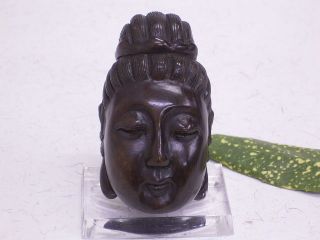 Buddha - Kopf: Handarbeit / Signiert: Holz: Geschnitzt: Netsuke: Asiatika Bild