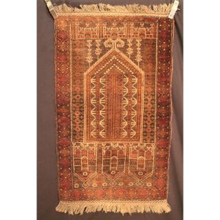 Alter Handgeknüpfter Orient Teppich Belutsch Art Deco Old Carpet Tapis 140x77cm Bild