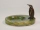 Antiker Bronze Pinguin Auf Onyx - Schale Um 1900 - Königspinguin Plastik Figur Bronze Bild 1