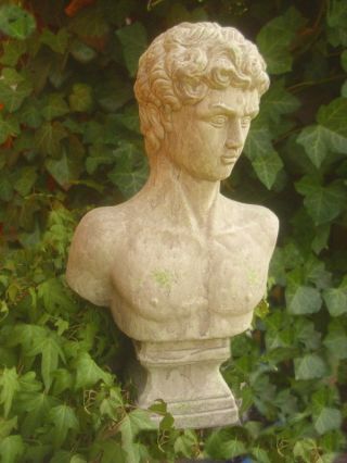 Garten BÜste Statue Mann Figur RÖmisch Griechisch Antik Landhausstil Terrakotta Bild