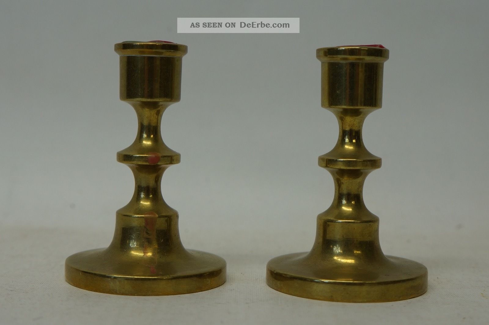 Paar Miniatur Kerzenleuchter Kandelaber - Nur 6,  5 Cm Hoch - Massiv Messing Gefertigt nach 1945 Bild