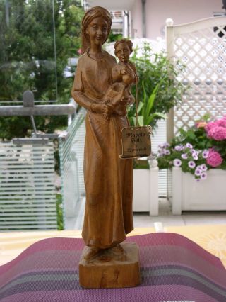 ältere Holzfigur - Heiligenfigur - Madonna Mit Kind - - Geschnitzt - Deko Bild