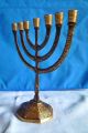 Menora 7armiger Messing Kerzenleuchter / Kerzenhalter Jerusalem / Judaica Gefertigt nach 1945 Bild 2