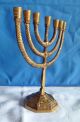 Menora 7armiger Messing Kerzenleuchter / Kerzenhalter Jerusalem / Judaica Gefertigt nach 1945 Bild 3