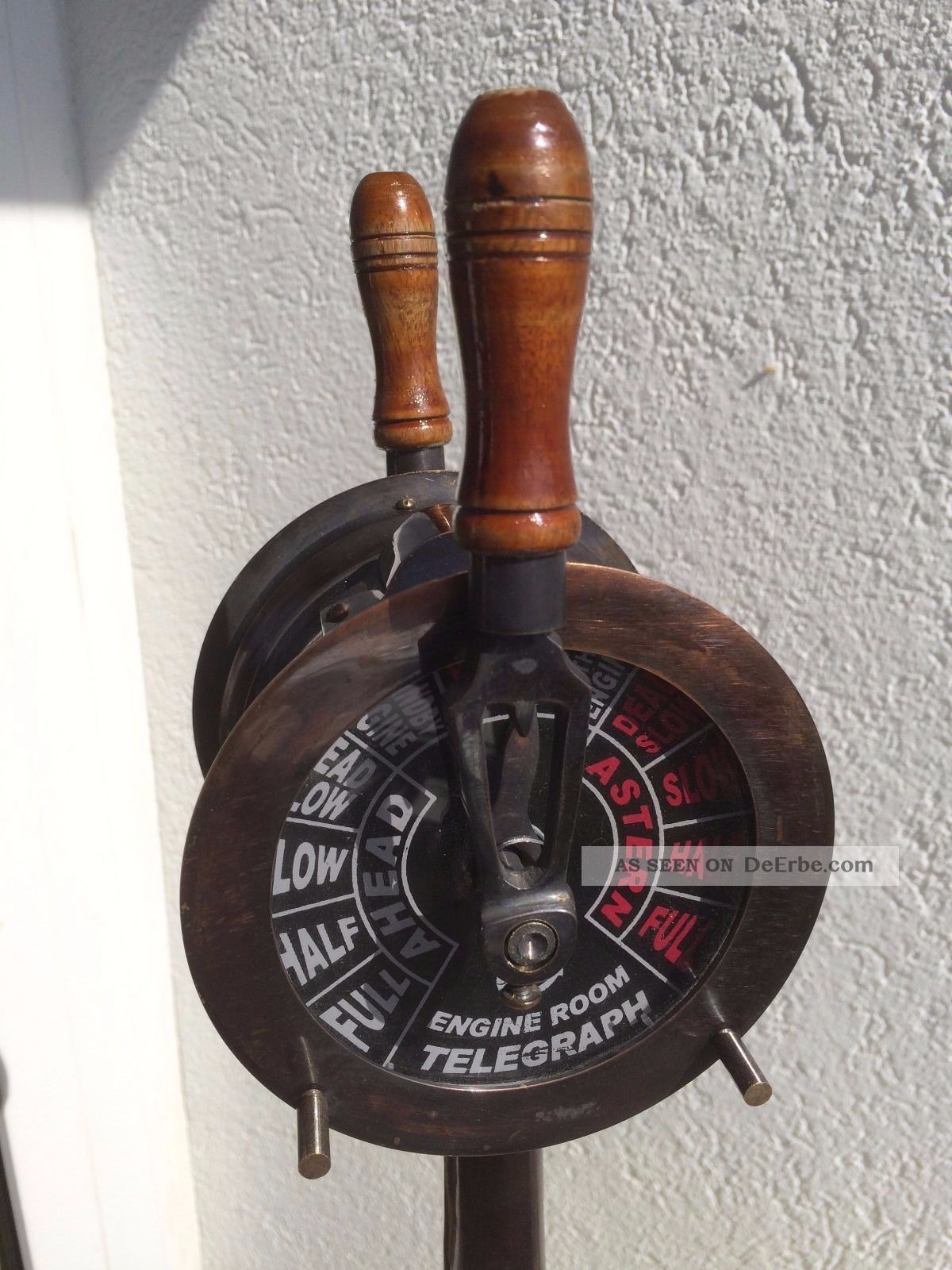 Sehr Schöner Maschinentelegraf Aus Metall - Sockel Und Griffe Sind Aus Holz Technik & Instrumente Bild