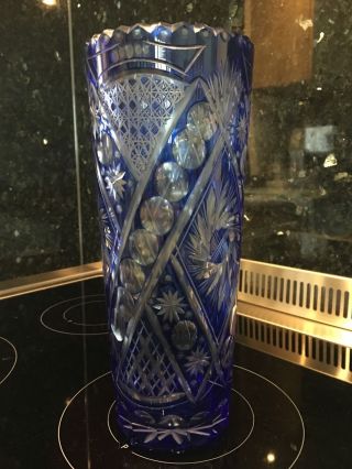 Bleikristall Vase Blau Übergang Bild
