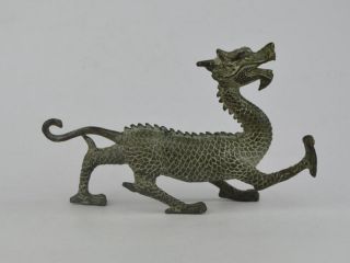 Collectible Exquisite Old Bronze Handwork Carving Dragon Statue Bild