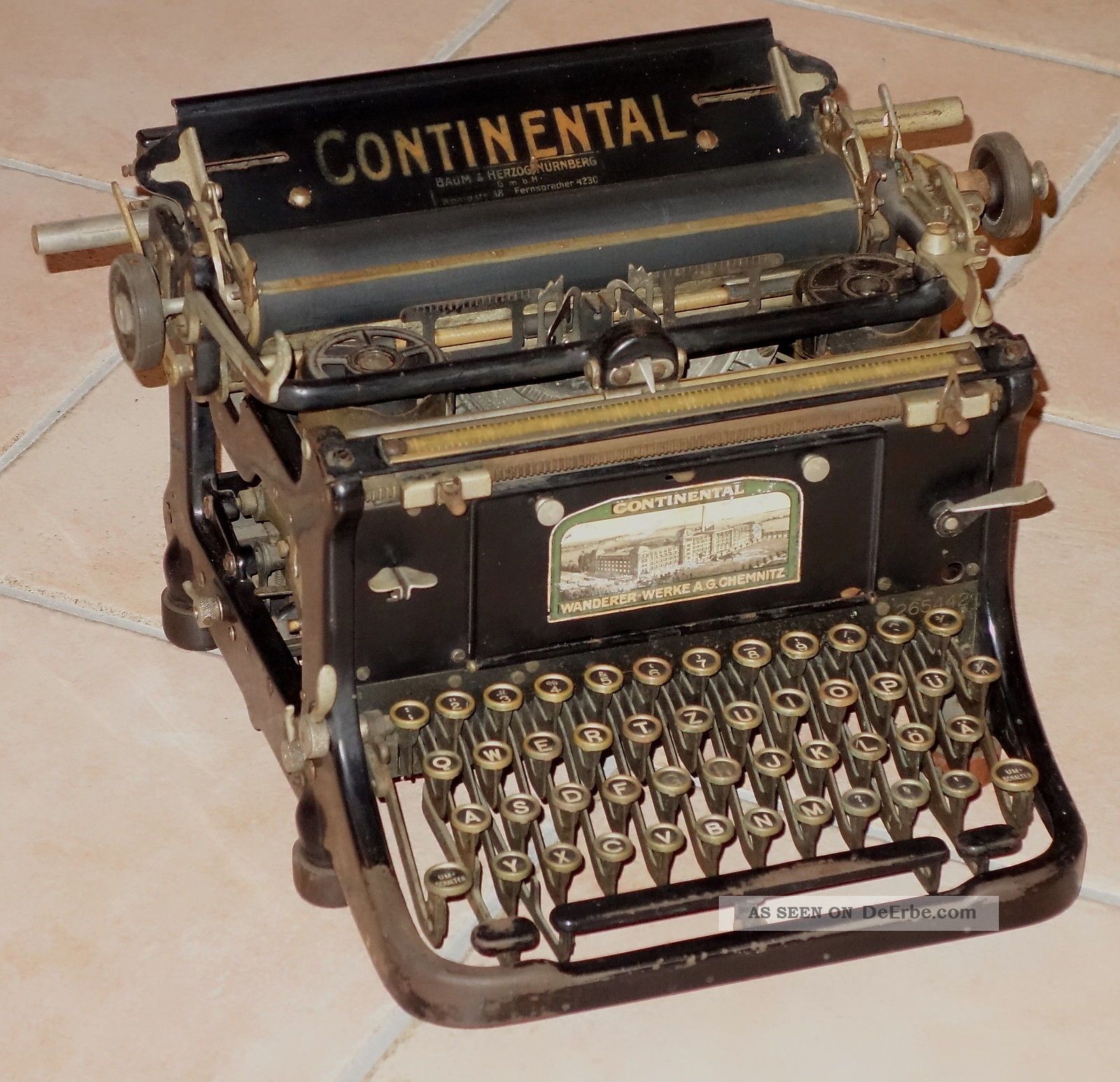 Alte Schreibmaschine Old Type Writer Continental Wanderer Werke Gut Erhalten
