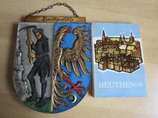 Wappen Der Stadt Beuthen/os,  Handgeschnitzt U.  Buch über Beuthen O.  S.  Gut Erh. Bild