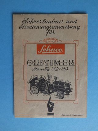 Schuco Fahrerlaubnis Und Bedienungsanweisung Für Oldtimer Mercer Typ 35 J 1913 Bild
