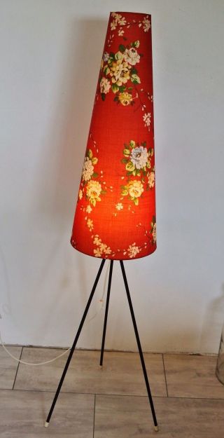 Tripod Lampe Stehlampe Dreibein Standlampe Blumen 50er 60er Vintage Mid Century Bild