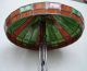 Tiffany Stil Tischlampe,  60er Schirm Orange - Grün Auf Art Déco Bronze - Fuß 1950-1959 Bild 2