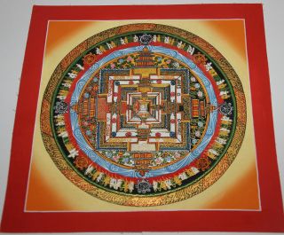 Signier Meisterwerk Kalachakra Mandala Tibet Nepal Thangka Tanka Handpainted A11 Bild