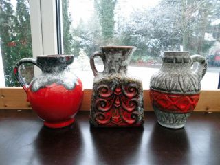 3 X Fat Lava Keramik 70er,  Vasen,  Krug,  Bay,  Jopeko,  Design Der 70er Jahre Bild