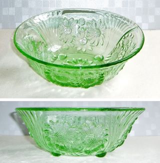 Alte 23x8cm 880gr Grüne Pressglas Glasschale Glas Schale Fingerschale,  Art Deco? Bild
