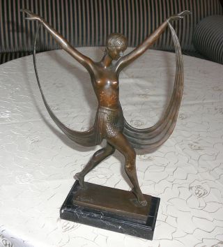 Art Deco - Bronze - Fayral - Veil Dancer - - 38 Cm Hoch - - Bild