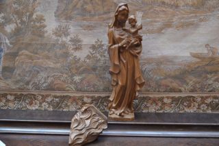 Holzfigur,  Madonna,  Maria Mit Kind,  Oberammergau,  68/55,  5 Cm Hoch Handgeschnitzt Bild