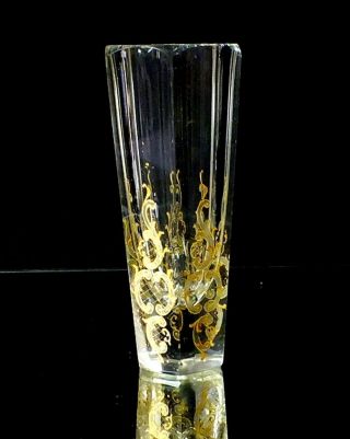 Art Deco Moser Vase,  Kristall,  Bohemia,  Kunstglas,  Emalie - Gold - Bemalung Bild