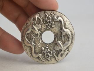 Alte Chinesische Tibet Silver,  Coin Skulpturen 2x Dragon 龍 Bild