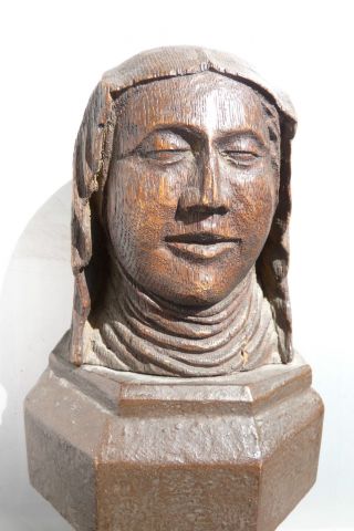 Antiker Kopf Aus Holz - Entstehung Um 1450? Bild