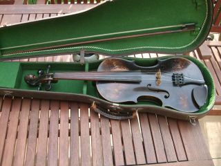 Schöne Alte Löwenkopf Geige Im Koffer Löwenkopfgeige Streichinstrument (violine) Bild