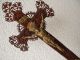 Antikes Großes Origi.  Standkreuz Aus Holz Mit Jesus Aus Bronze/messing - 19.  Jhd Skulpturen & Kruzifixe Bild 1