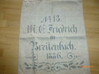 Antiker Leinen Sack / Getreidesack,  Mit Beschriftung,  1886,  Gepflegter Bild
