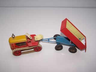 Gama Raupenschlepper Raupe Mit Anhänger Blech Spielzeug Traktor Bild