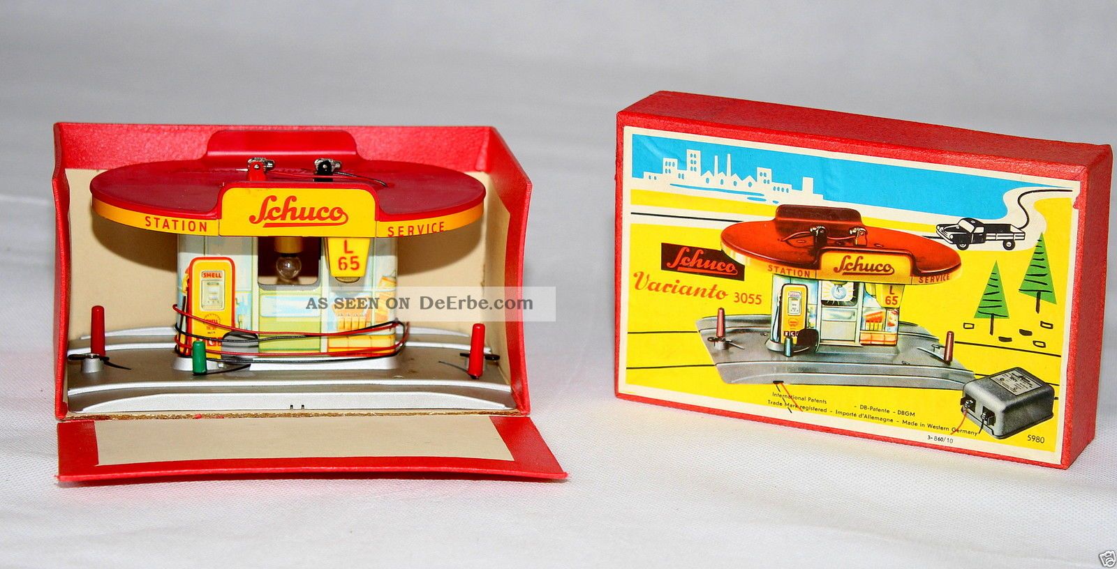 Blechspielzeug Schuco Varianto Tankstelle 3055 Made In Western Germany Original, gefertigt 1945-1970 Bild