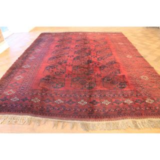 Alter Handgeknüpfter Orient Teppich Old Afghan Art Deco Old Rug Carpet 355x265cm Bild