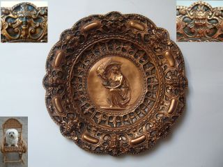Wandteller Kupfer Teller Jugendstil Ø 27,  5 Cm Reliefteller Dämon Fratze Bild
