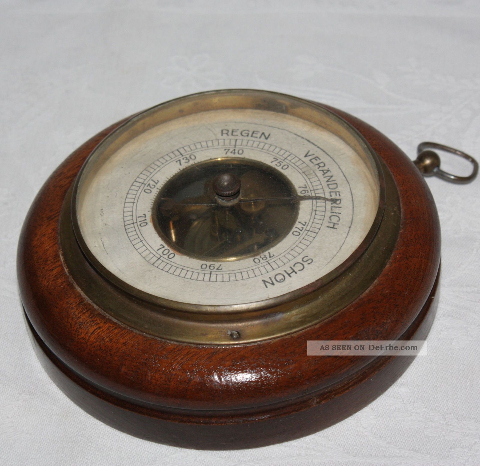 Hygrometer Der Firma M O Co, Verein. Barometerfabr. Hamburg, Holz, Messing
