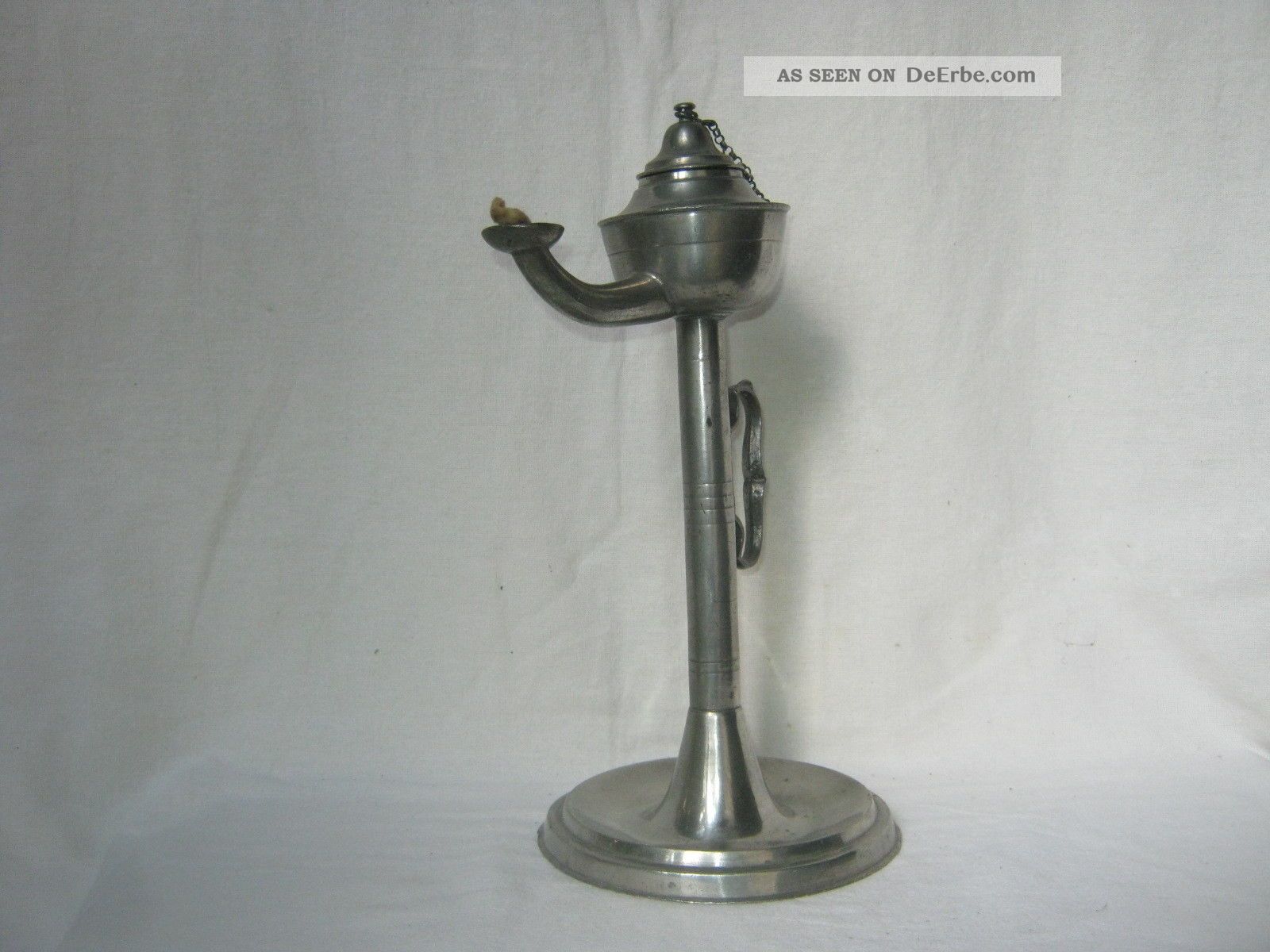 Öllampe Um 1830 Gepunzt 27 Cm Höhe Biedermeier Gbr.  Ghiselli In Kirn Zinn Bild