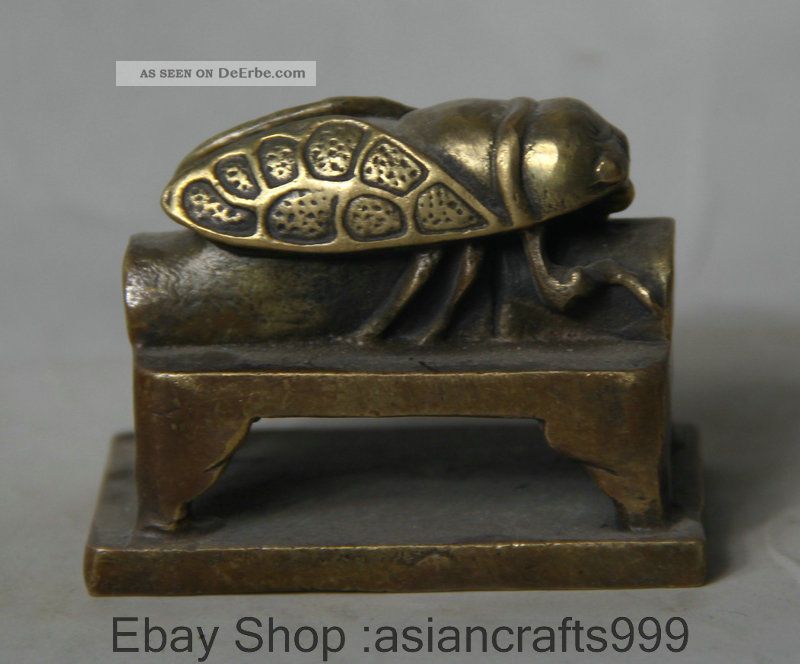 5.  8cm Ancient Chinese Folk Privat Copper Cicada Begrenzte Seal Stamp Signet Antike Bild