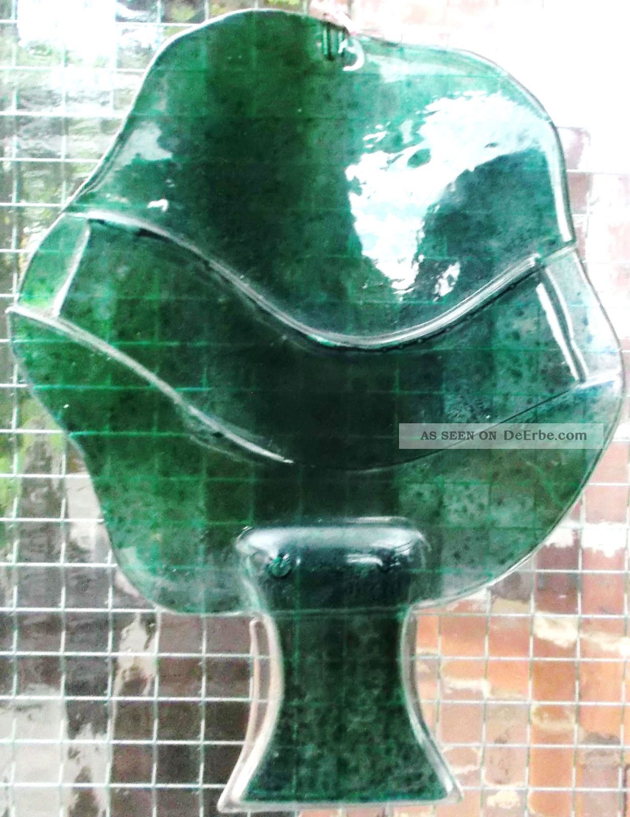 Grünes Kunst Glasbild,  Wandbild Oder Fensterbild 70er 1970-1979 Bild