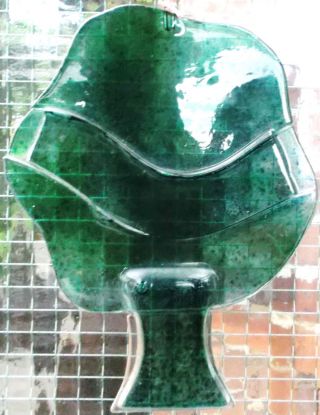 Grünes Kunst Glasbild,  Wandbild Oder Fensterbild 70er Bild