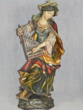 Sehr Große Heilige Cäcilie Mit Orgel Um 1900 - 83 Cm - Oberammergau Bild