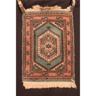 Grüner Feiner Handgeknüpft Orient Teppich Buchara Jomut Carpet Old Rug 65x47cm Bild