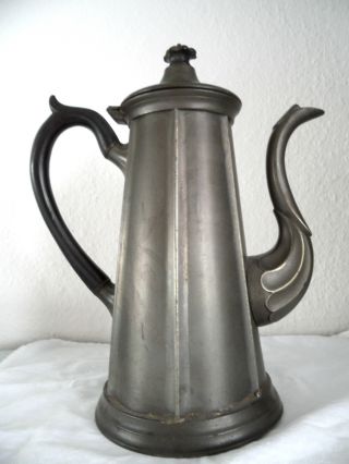 Antike Zinn Teekanne Kaffeekanne Signiert Hk Punze Zinnkanne Nachlass Bild