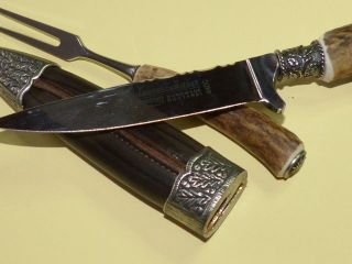 Fuhrmannsbesteck Trachtenmesser Messer Jagdmesser,  Hirschhor Griff,  C440 Klinge Bild