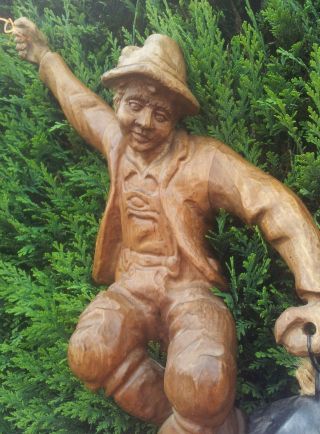 Holzfigur,  Handgeschnitz,  Nachwächter,  44cm,  Gartenfigur,  Deko,  Figur,  Holzarbeiten. Bild