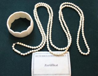 Bein Echtbein Schmuckset - Armband & Kette (149 Cm) - Mit Zertifikat - 73,  16 G Bild