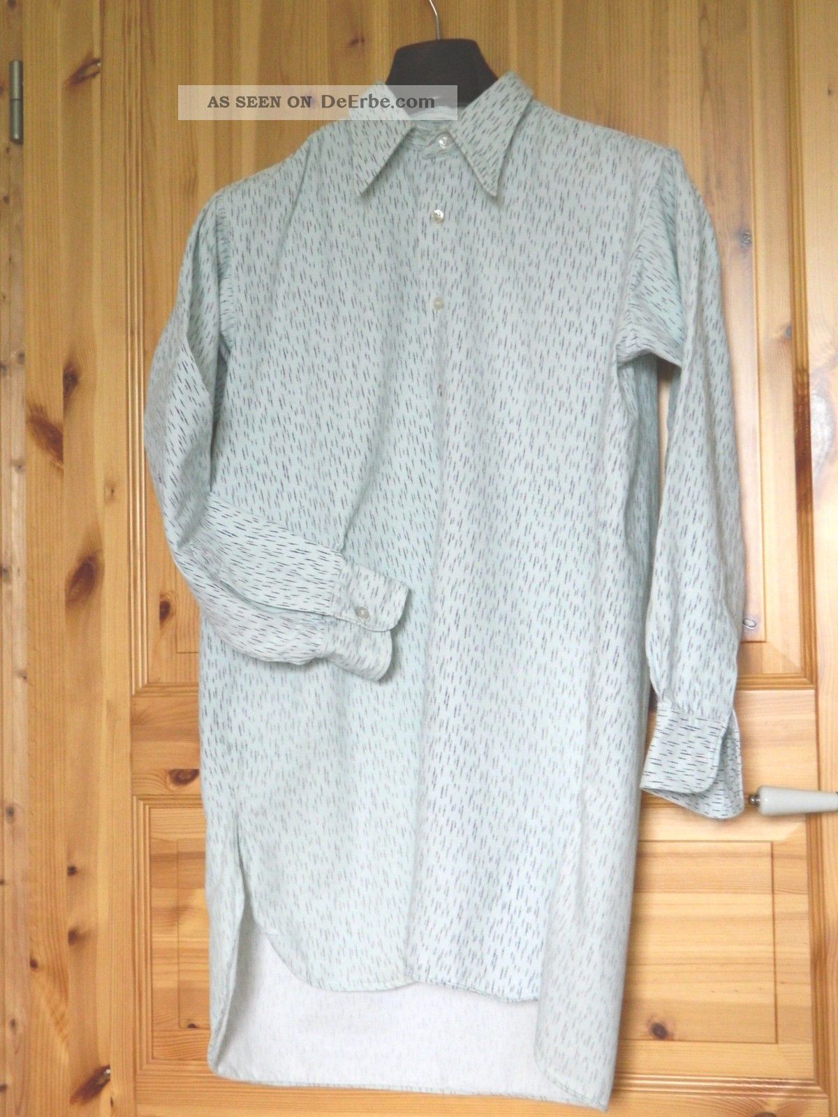 Antikes Herrenhemd Gr.  39/40 Bw Hellblau/grau True Vintage Kleidung Bild