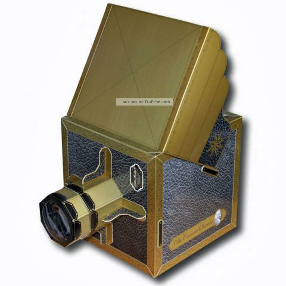 Camera Obscura Edler Bausatz Aus Karton Mit Linse Spiegel Golddruck Lederprägung Antikspielzeug Bild
