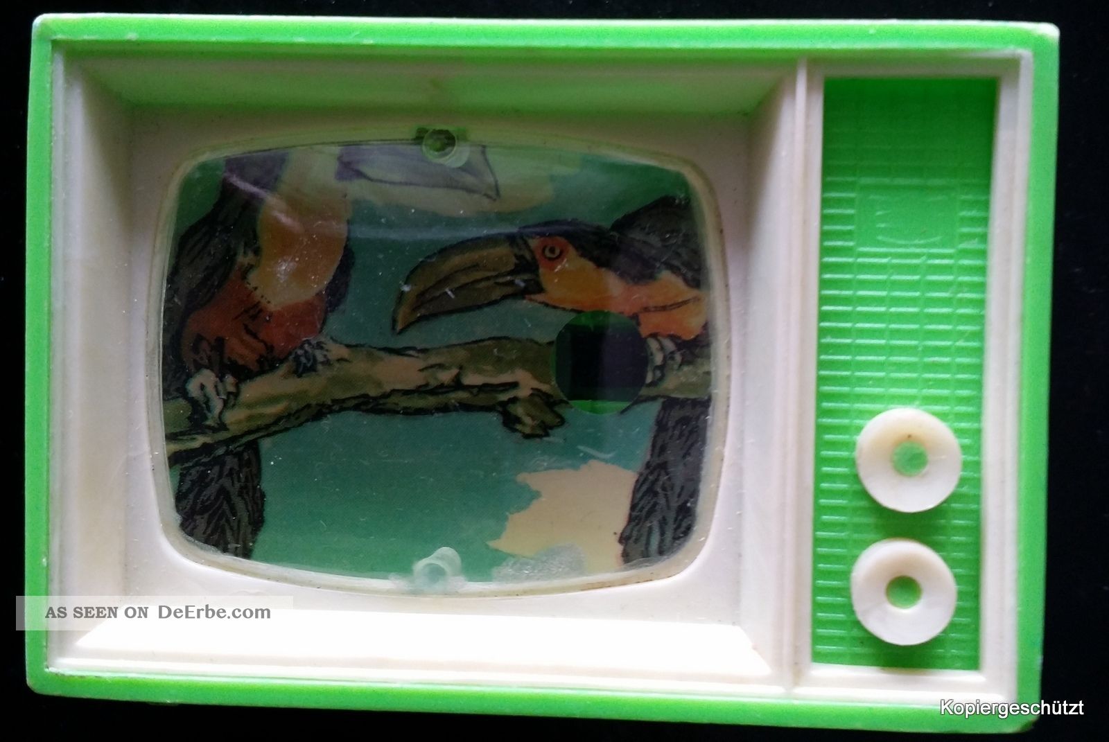 Gucki Plastiskop Vom Vogelpark Walsrode.  Miniatur Fernsehapparat Antikspielzeug Bild