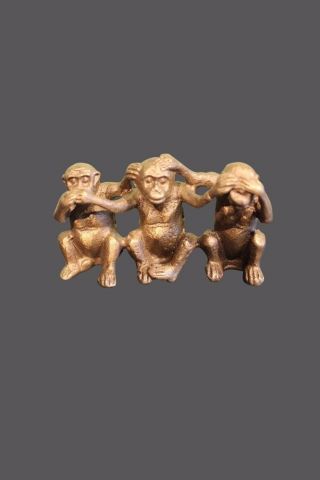 3 Affen Aus Bronze Chinesische Figuren Nichts Sehen,  Hören Und Verstehen Bild