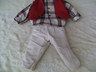 Alte Puppenkleidung Creme Pants Vest Suit Outfit Vintage Doll Clothes 50 Cm Boy Bild