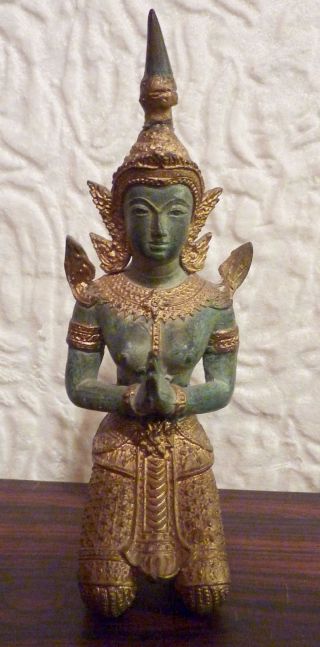 Bronze Betende Tänzerin Statue Skulptur Metall Figur Frau Antik Alt Metallfigur Bild